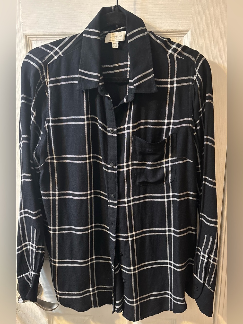 Lucky Brand Black and White Plaid Button-Down Shirt